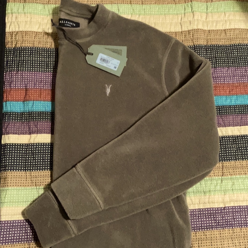 NWT ALL SAINTS Khaki Brown Crew Sweater - Picture 3 of 5